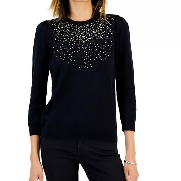 CHARTER CLUB  Embellished Women's Sweater in Deep Black - Picture 1 of 2